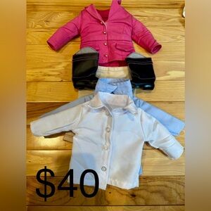 AMERICAN GIRL Pink Jacket and White Shirt Doll Outfit Set